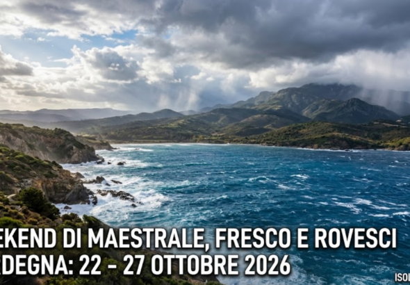 Weekend di Maestrale, Calo Termico e Rovesci Sparsi prima della Rimonta Anticiclonica (22 – 27 Ottobre 2026)